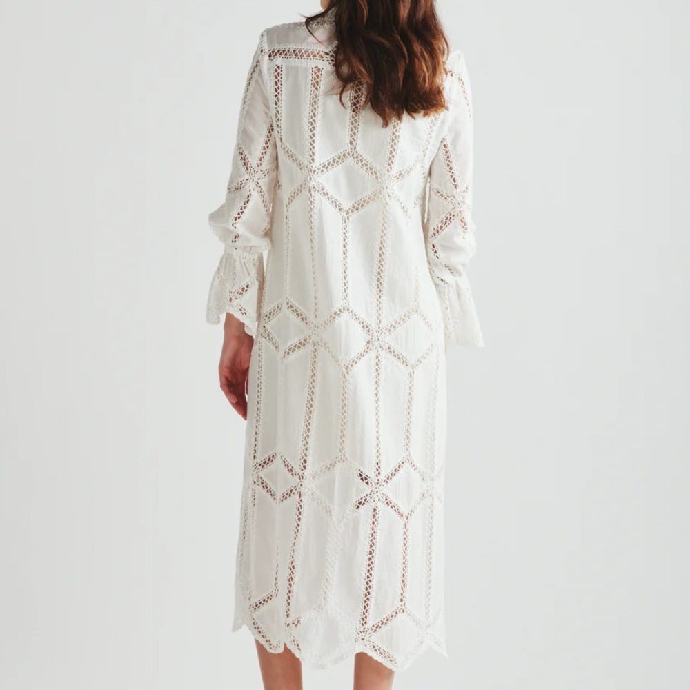 Valerie Khalfon Manteau white Long Dulce dress Retail $475